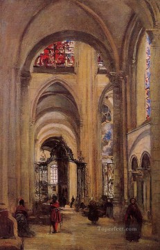 Interior de la Catedral de Sens plein air Romanticismo Jean Baptiste Camille Corot Pinturas al óleo